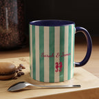 Personalized Striped Coffee Mug, Custom Name Seahorse Cup