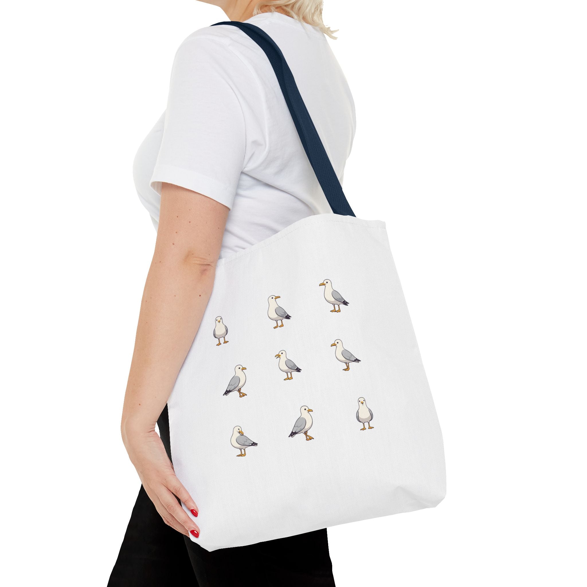 Seagull Pattern Tote Bag, Cute Coastal Beach Tote