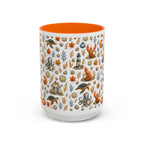 Autumn Coastal Pattern Coffee Mug, Fall Sea Creatures & Leaves (11/15oz)