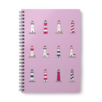 Lighthouse Pattern A5 Spiral Notebook — Pink