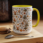 Autumn Coastal Pattern Coffee Mug, Fall Sea Creatures & Leaves (11/15oz)