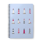 Lighthouse Pattern A5 Spiral Notebook - Blue