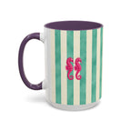 Personalized Striped Coffee Mug, Custom Name Seahorse Cup
