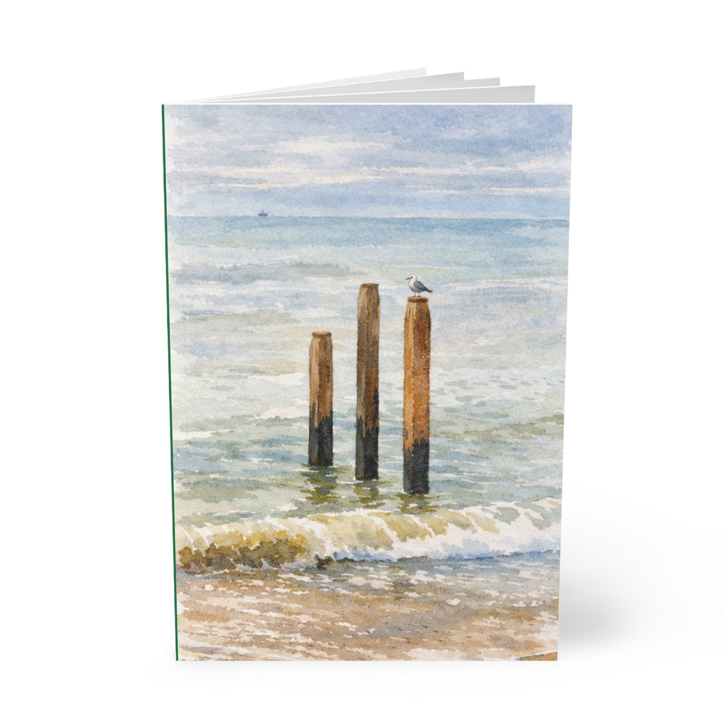 Coastal Journal with Seagull Illustration - Green