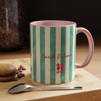 Personalized Striped Coffee Mug, Custom Name Seahorse Cup