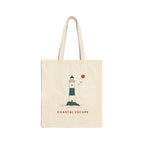 "Coastal Escape" Tote Bag, Lighthouse Canvas Beach Shopper