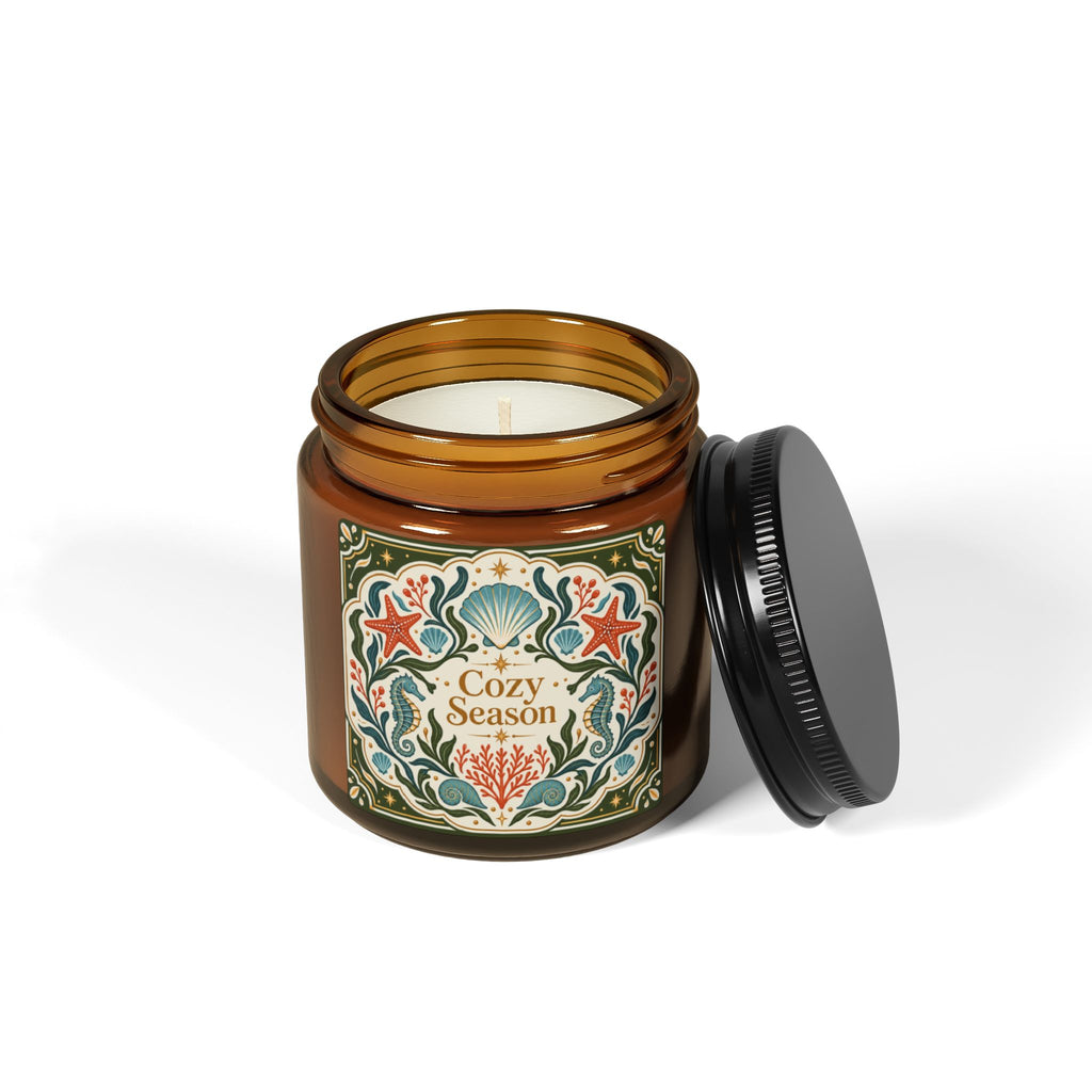 Cozy Season Coastal Soy Candle,  Amber Jar Nautical Candle