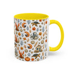 Autumn Coastal Pattern Coffee Mug, Fall Sea Creatures & Leaves (11/15oz)