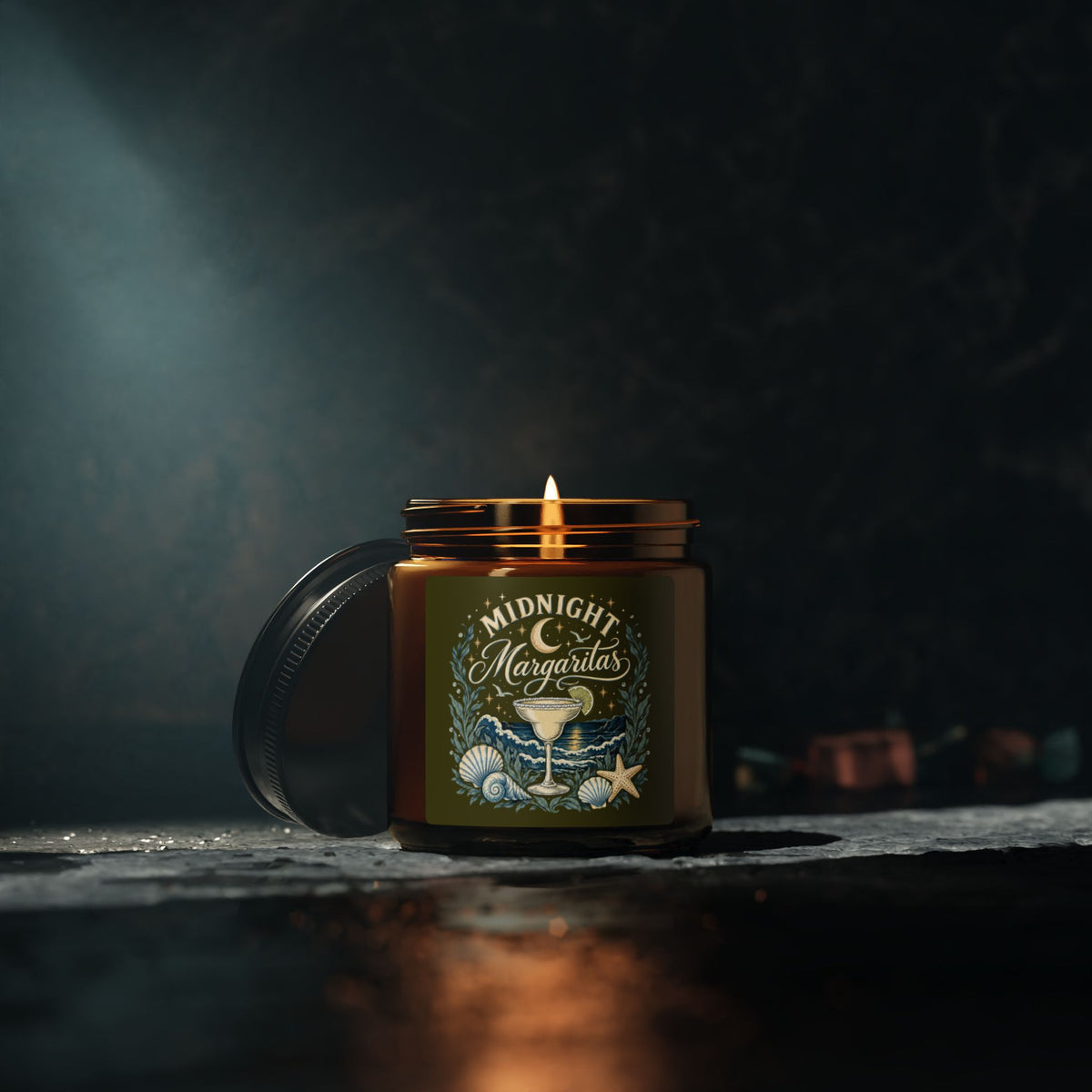 "Midnight Margaritas" Scented Soy Candle, Amber Jar Candle
