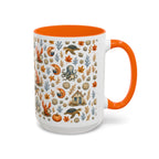 Autumn Coastal Pattern Coffee Mug, Fall Sea Creatures & Leaves (11/15oz)