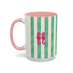 Personalized Striped Coffee Mug, Custom Name Seahorse Cup