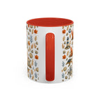 Autumn Coastal Pattern Coffee Mug, Fall Sea Creatures & Leaves (11/15oz)