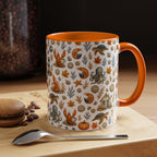 Autumn Coastal Pattern Coffee Mug, Fall Sea Creatures & Leaves (11/15oz)