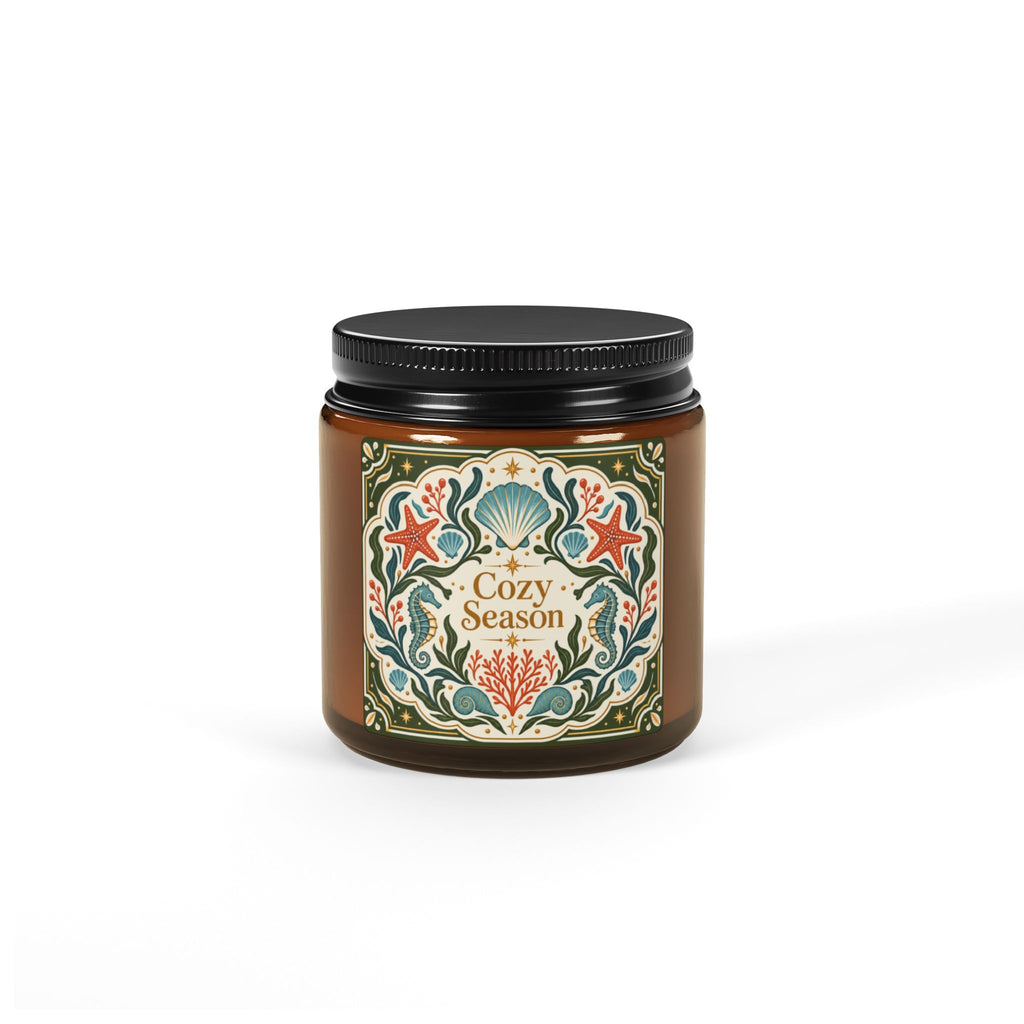 Cozy Season Coastal Soy Candle,  Amber Jar Nautical Candle