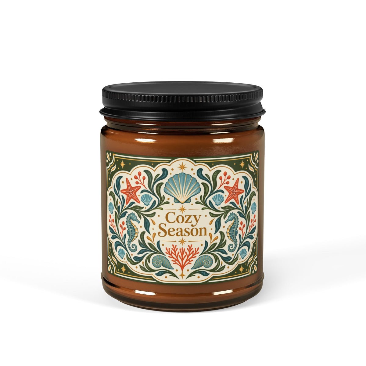 Cozy Season Coastal Soy Candle,  Amber Jar Nautical Candle