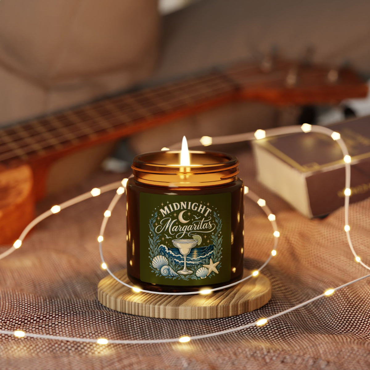 "Midnight Margaritas" Scented Soy Candle, Amber Jar Candle
