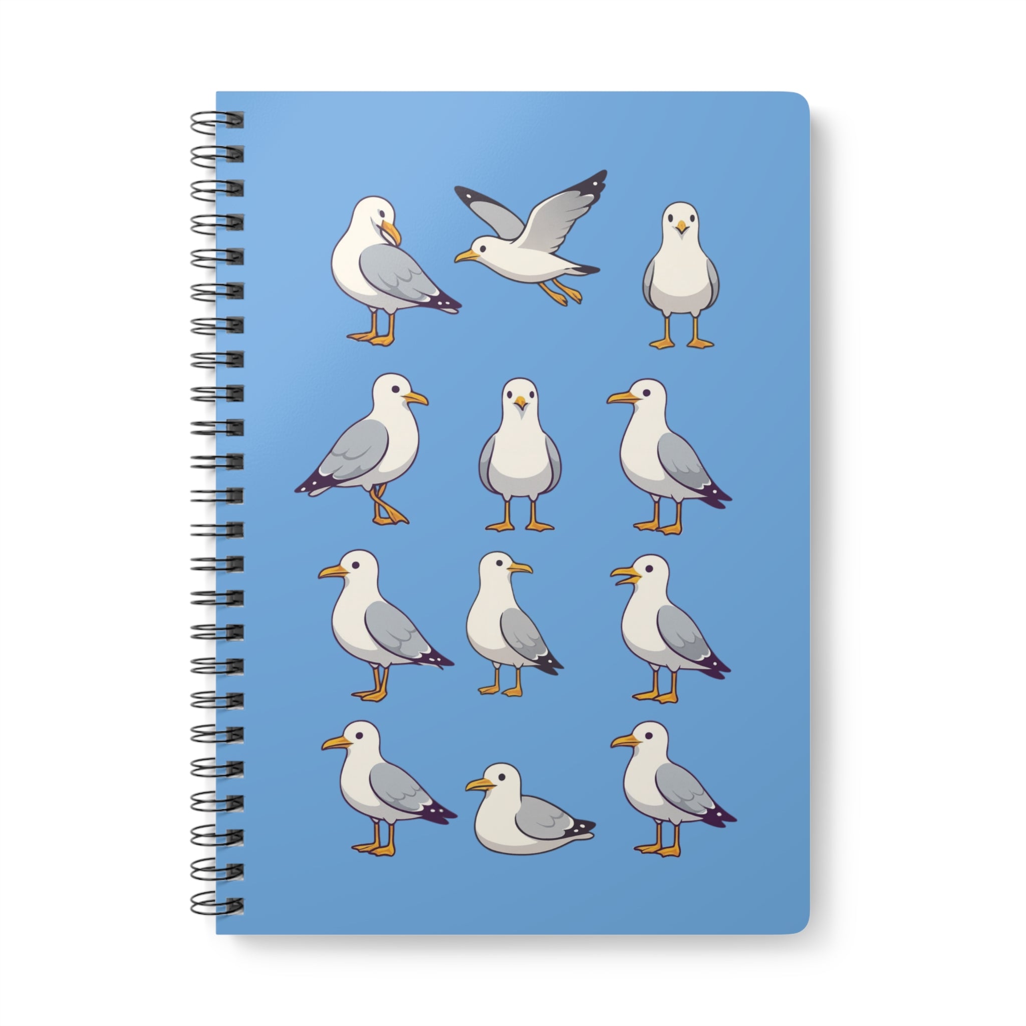 Seagull Pattern A5 Spiral Notebook -  Blue