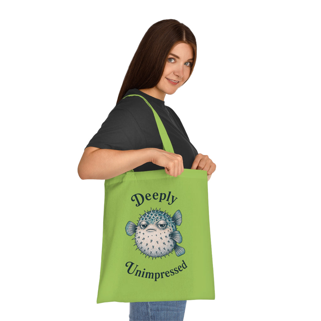 "Deeply Unimpressed" Pufferfish Cotton Tote Bag