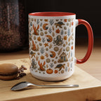 Autumn Coastal Pattern Coffee Mug, Fall Sea Creatures & Leaves (11/15oz)