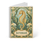 Art Nouveau Seahorse Notebook – Vintage Coastal Journal, Ocean-Inspired Spiral-Bound Notebook