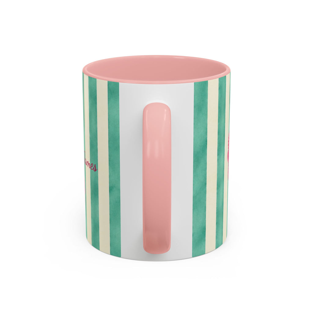 Personalized Striped Coffee Mug, Custom Name Seahorse Cup