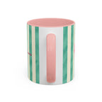 Personalized Striped Coffee Mug, Custom Name Seahorse Cup