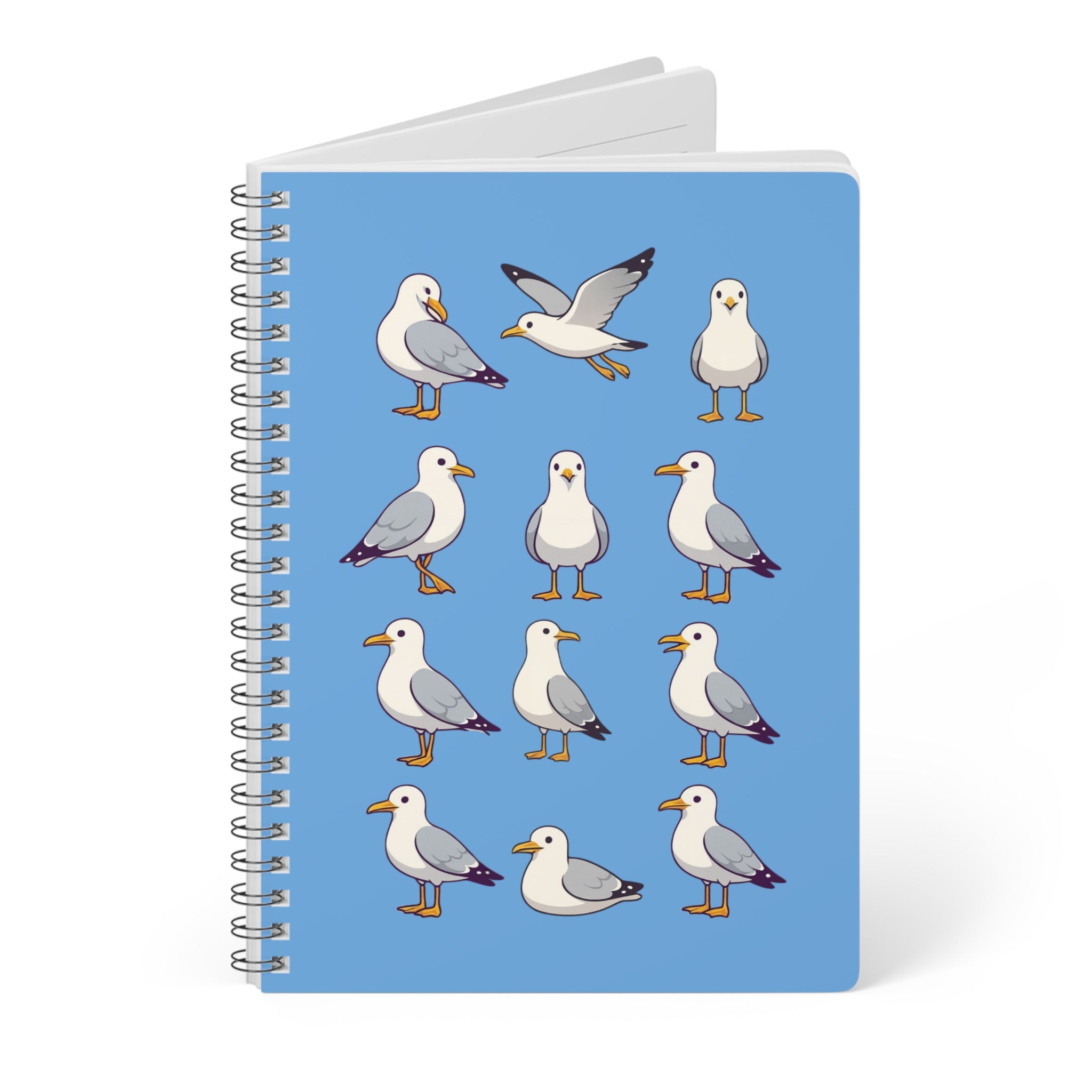 Seagull Pattern A5 Spiral Notebook -  Blue