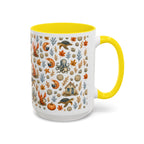 Autumn Coastal Pattern Coffee Mug, Fall Sea Creatures & Leaves (11/15oz)