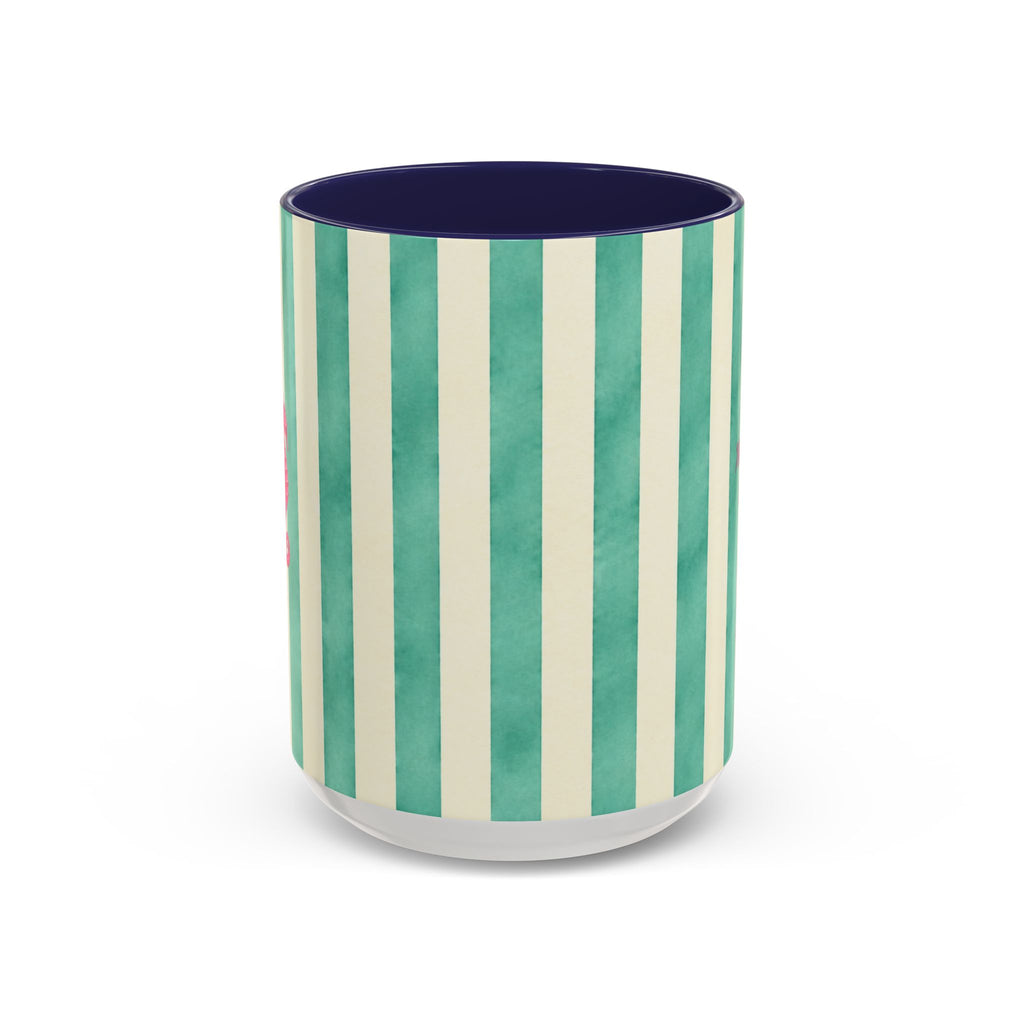 Personalized Striped Coffee Mug, Custom Name Seahorse Cup