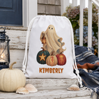 Personalized Halloween Favor Bag, Cute Custom Name Ghost & Pumpkins Treat Bag
