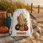 Personalized Halloween Favor Bag, Cute Custom Name Ghost & Pumpkins Treat Bag