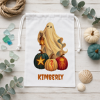 Personalized Halloween Favor Bag, Cute Custom Name Ghost & Pumpkins Treat Bag