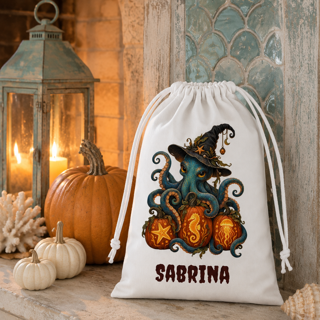 Personalized Halloween Favor Bag, Custom Name Trick-or-Treat Bag