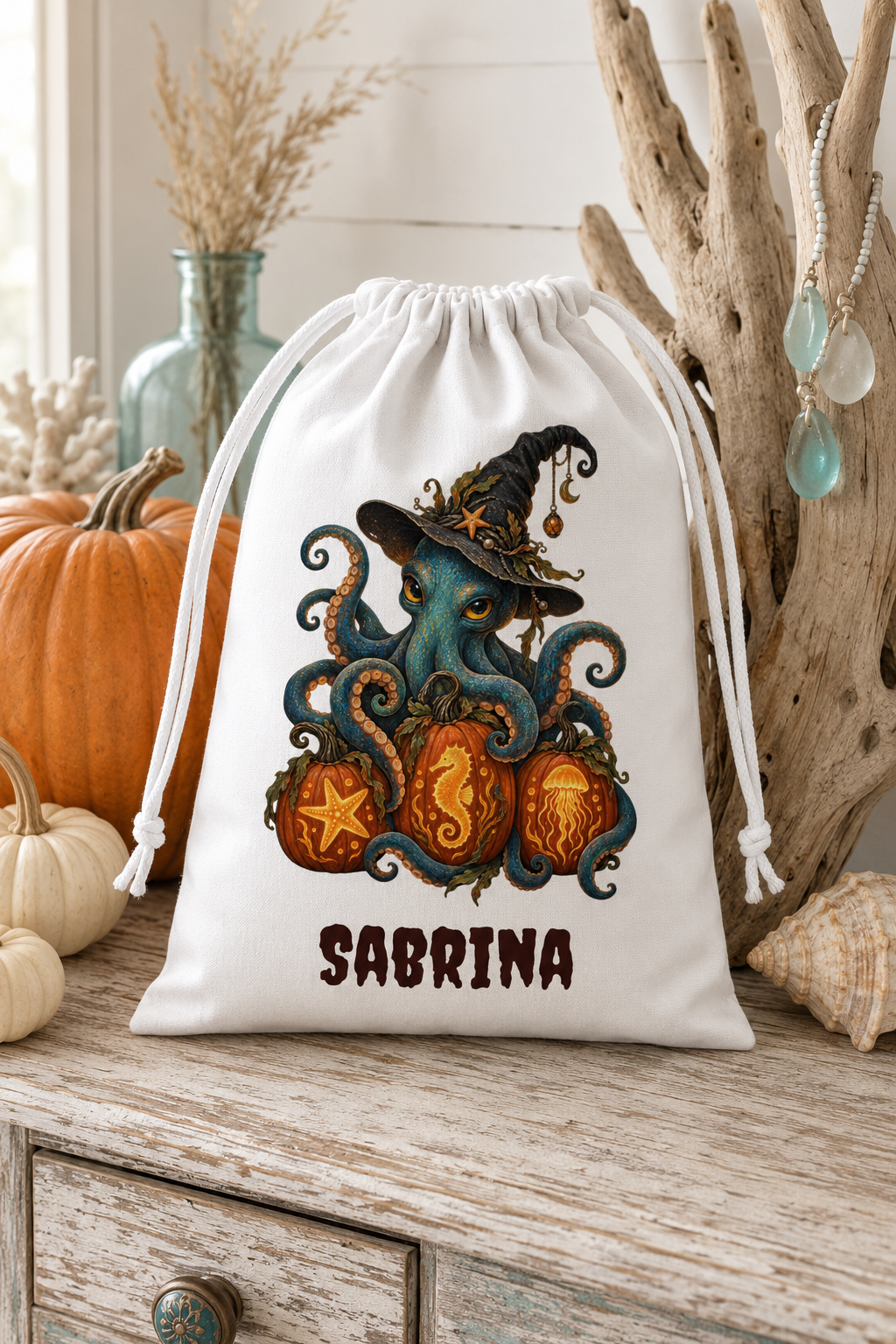 Personalized Halloween Favor Bag, Custom Name Trick-or-Treat Bag