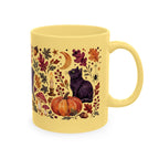 Autumn Black Cat Ceramic Mug,  Pumpkins Fall Coffee Cup