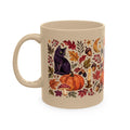 Autumn Black Cat Ceramic Mug,  Pumpkins Fall Coffee Cup