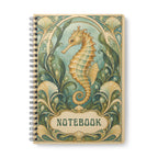 Art Nouveau Seahorse Notebook – Vintage Coastal Journal, Ocean-Inspired Spiral-Bound Notebook