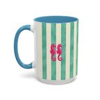 Personalized Striped Coffee Mug, Custom Name Seahorse Cup