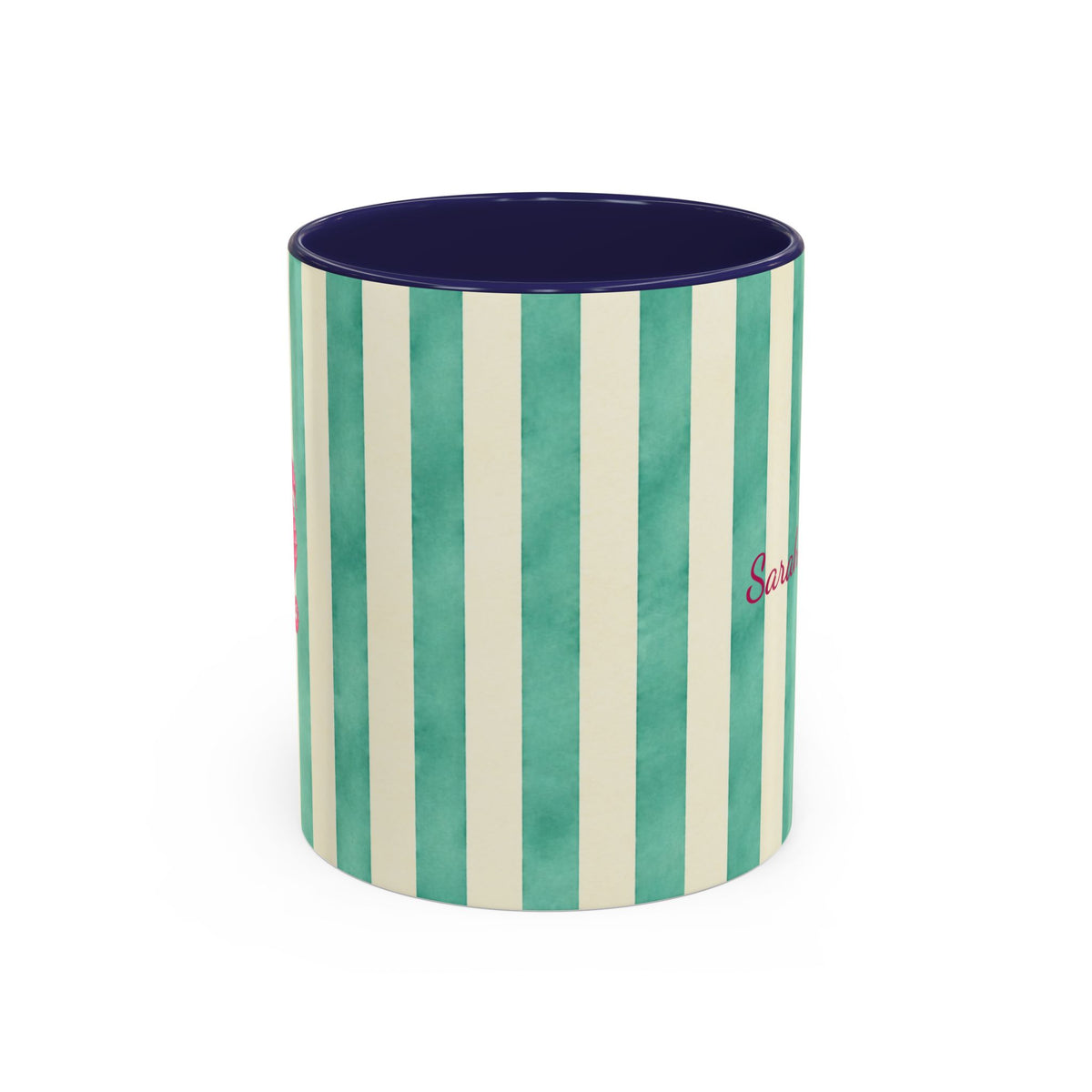 Personalized Striped Coffee Mug, Custom Name Seahorse Cup