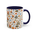 Autumn Coastal Pattern Coffee Mug, Fall Sea Creatures & Leaves (11/15oz)