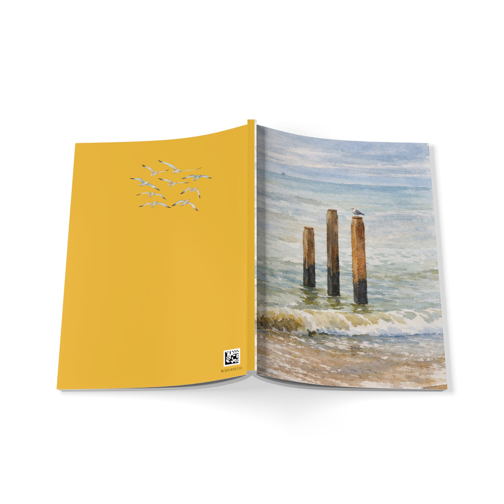 Coastal Journal with Seagull Illustration - Yellow