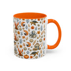 Autumn Coastal Pattern Coffee Mug, Fall Sea Creatures & Leaves (11/15oz)
