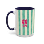 Personalized Striped Coffee Mug, Custom Name Seahorse Cup