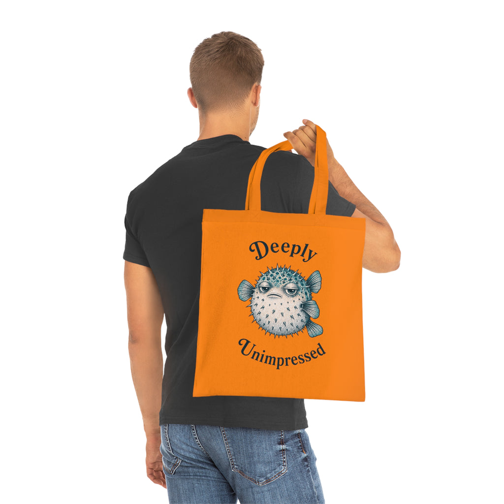 "Deeply Unimpressed" Pufferfish Cotton Tote Bag