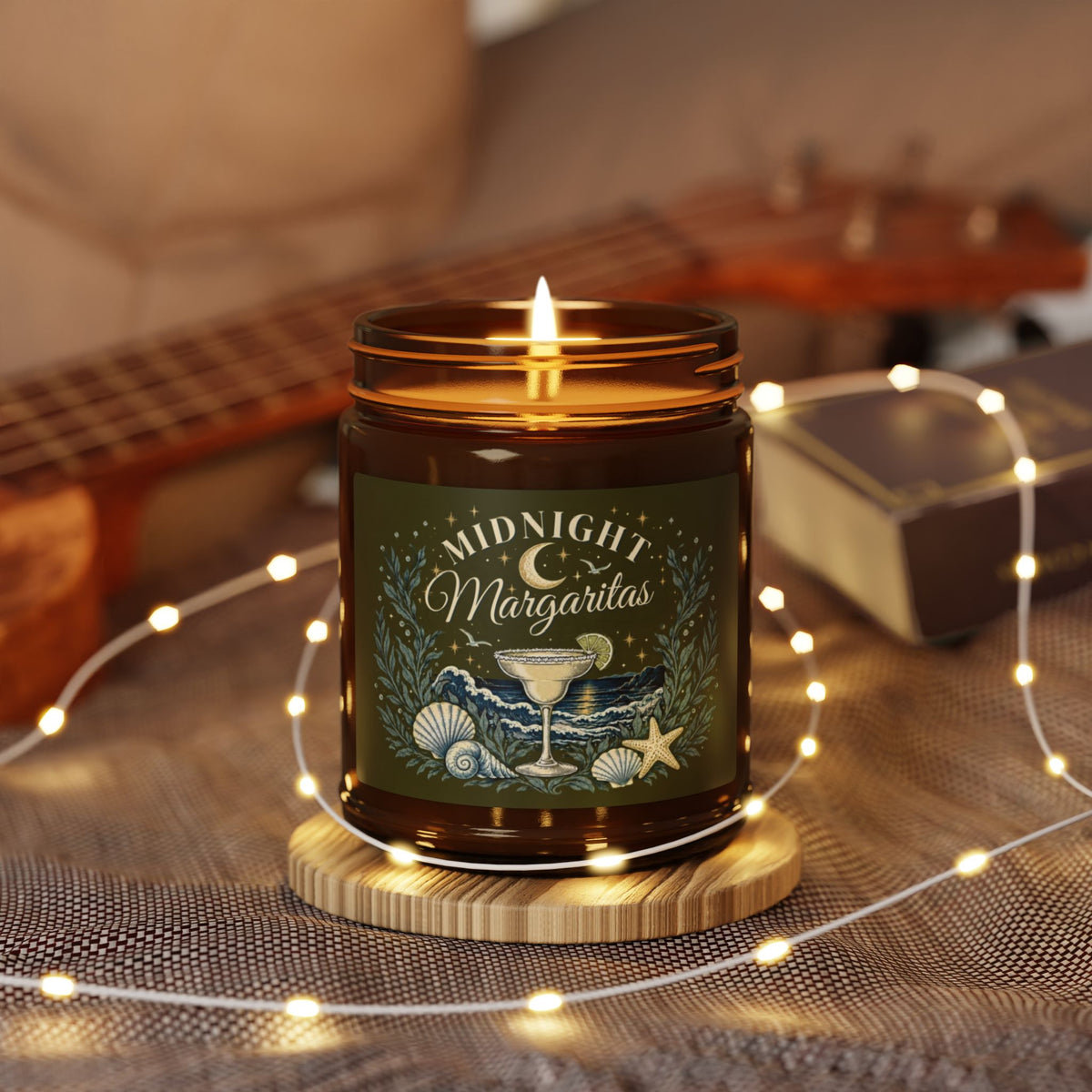 "Midnight Margaritas" Scented Soy Candle, Amber Jar Candle