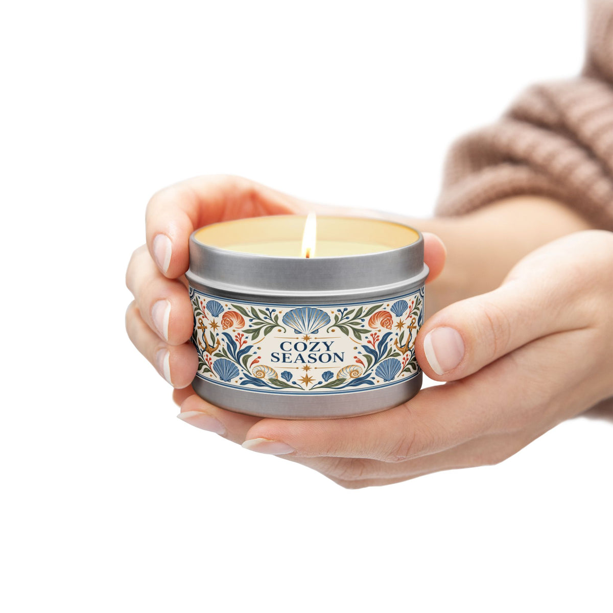 Cozy Season Coastal Candle Tin, Autumn Ocean-Inspired Candle