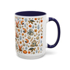 Autumn Coastal Pattern Coffee Mug, Fall Sea Creatures & Leaves (11/15oz)