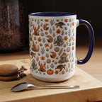 Autumn Coastal Pattern Coffee Mug, Fall Sea Creatures & Leaves (11/15oz)