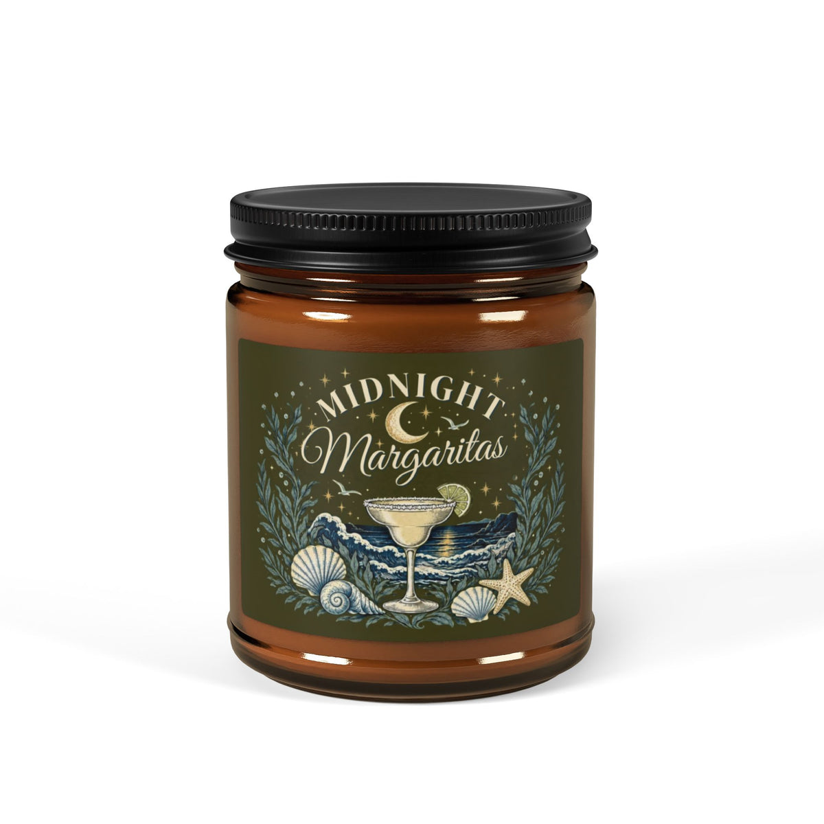 "Midnight Margaritas" Scented Soy Candle, Amber Jar Candle