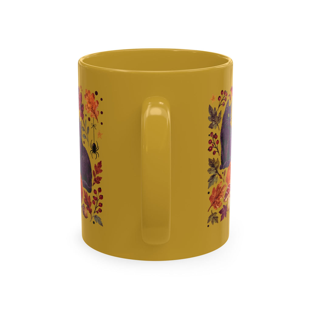 Autumn Black Cat Ceramic Mug,  Pumpkins Fall Coffee Cup